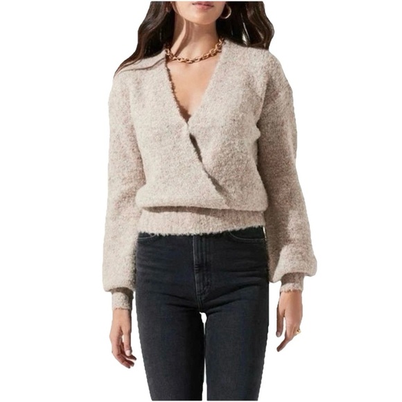 Astr Sweaters - ASTR The Label Wool Blend Textured Wrap Sweater Size M